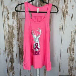 Bella Canvas, Pink Tank Top with Silver Graphic, Save the Tatas. Size XL.